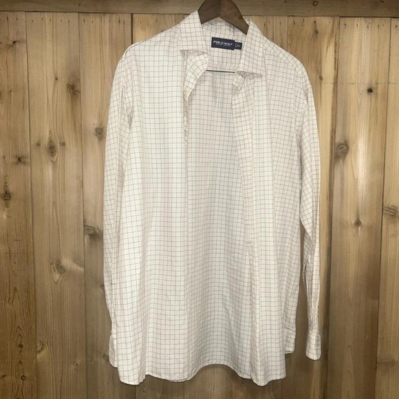 MENS LONG SLEEVE BUTTON UP POLO GOLF RALPH LAUREN WHITE AND BLACK 2X - Picture 1 of 3